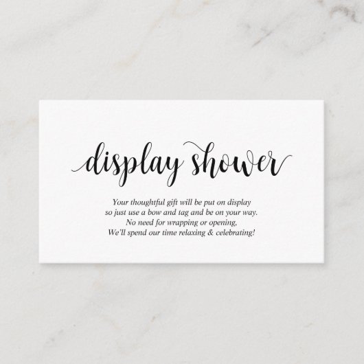 Moderne Rustic, zwart script, Display Shower Informatiekaartje (Voorkant)