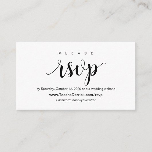 Moderne Rustic, zwart Script, online RSVP-behuizin Informatiekaartje (Voorkant)