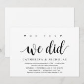Moderne Rustic, Zwarte Script, Trouw Elopement Kaart (Voorkant / Achterkant)