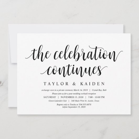 Moderne Rustic, Zwarte Script, Trouw Elopement Kaart (Voorkant)
