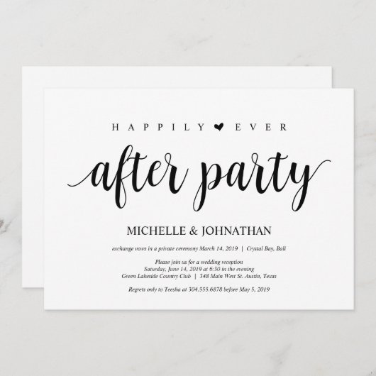 Moderne Rustic, Zwarte script, Trouw Elopement Kaart (Voorkant / Achterkant)