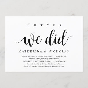 Moderne Rustic, Zwarte Script, Trouw Elopement Kaart