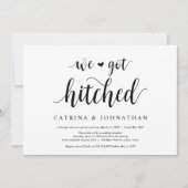 Moderne Rustic, Zwarte script, Trouw Elopement Kaart (Voorkant)