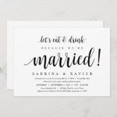 Moderne Rustic, Zwarte Script, Trouw Elopement Kaart (Voorkant / Achterkant)