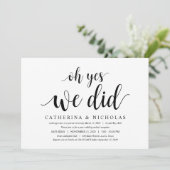 Moderne Rustic, Zwarte Script, Trouw Elopement Kaart (Staand voorkant)
