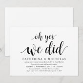 Moderne Rustic, Zwarte Script, Trouw Elopement Kaart (Voorkant / Achterkant)
