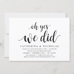 Moderne Rustic, Zwarte Script, Trouw Elopement Kaart