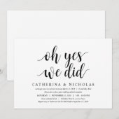 Moderne Rustic, Zwarte Script, Trouw Elopement Kaart (Voorkant / Achterkant)