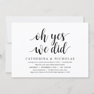 Moderne Rustic, Zwarte Script, Trouw Elopement Kaart