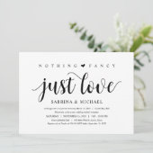 Moderne Rustic, Zwarte Script, Trouw Elopement Kaart (Staand voorkant)