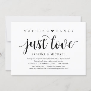Moderne Rustic, Zwarte Script, Trouw Elopement Kaart