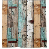 Moderne rustiek geschilderd hout Landelijke stijl  Douchegordijn (Voorkant)