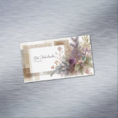 Moderne rustieke Abstracte botanische collage Magnetisch Visitekaartje (Voorbeeld)