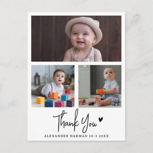 Moderne & Rustieke Baby Shower Bedankt Foto Briefkaart (Voorkant)