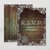 moderne rustieke barnwood kant land bruiloft RSVP Uitnodiging Briefkaart (Voorkant / Achterkant)