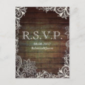 moderne rustieke barnwood kant land bruiloft RSVP Uitnodiging Briefkaart (Voorkant)