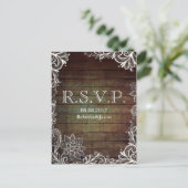 moderne rustieke barnwood kant land bruiloft RSVP Uitnodiging Briefkaart (Staand voorkant)