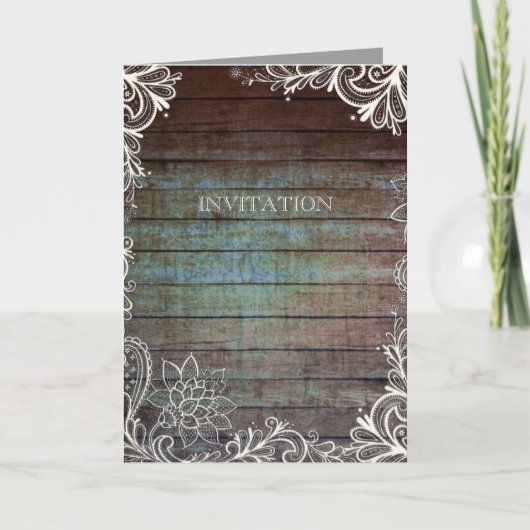 moderne rustieke barnwood kanten bruiloft (Voorkant)