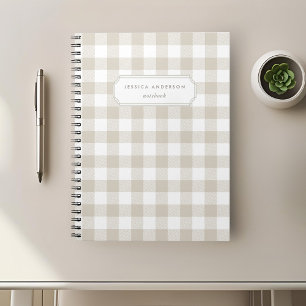 Moderne Rustieke Beige Buffalo Check Notitieboek
