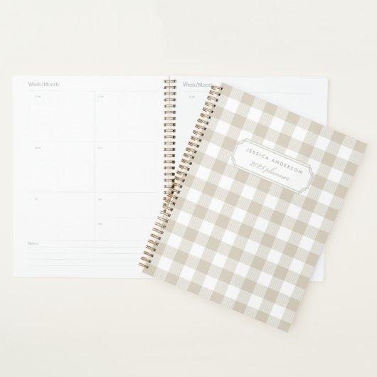Moderne Rustieke Beige Buffalo Check Planner (Display)