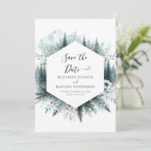 Moderne rustieke berg bruiloft save the date (Staand voorkant)