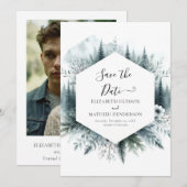 Moderne rustieke berg bruiloft save the date (Voorkant / Achterkant)