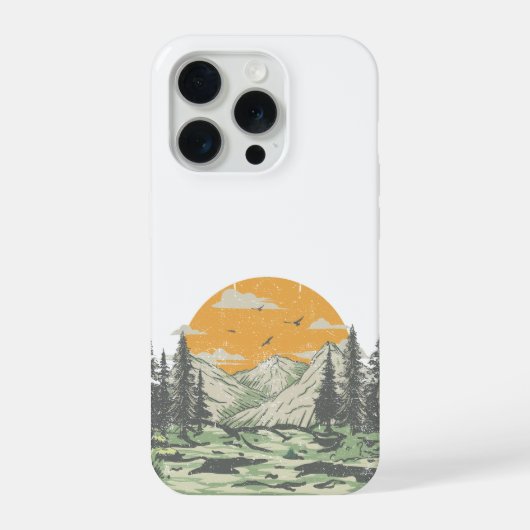 Moderne Rustieke Bergbos iPhone Hoesje (Achterkant)