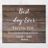 Moderne rustieke beste dag ooit Verloving bruiloft Sparkling Wijnetiket (Enkel label)