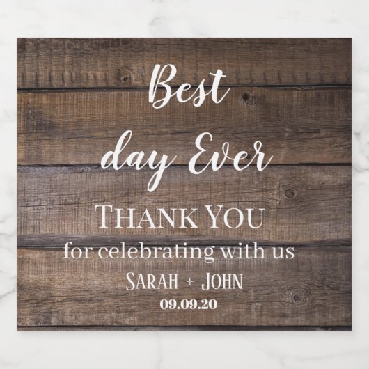 Moderne rustieke beste dag ooit Verloving bruiloft Sparkling Wijnetiket (Enkel label)