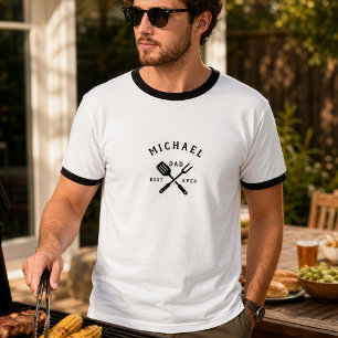 Moderne Rustieke BESTE PAPA Ooit BBQ Vaderdag T-shirt