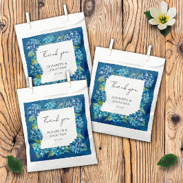 Moderne Rustieke Blauwe Hortensia Bloemen Bruiloft Bedankzakje