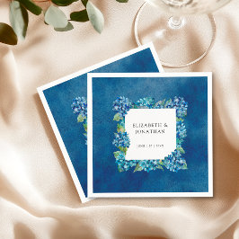 Moderne Rustieke Blauwe Hortensia Bloemen Bruiloft Servet