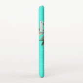 Moderne Rustieke Blauwgroen Aqua Zonnebloem iPhone iPhone Hoesje (Rechterkant)