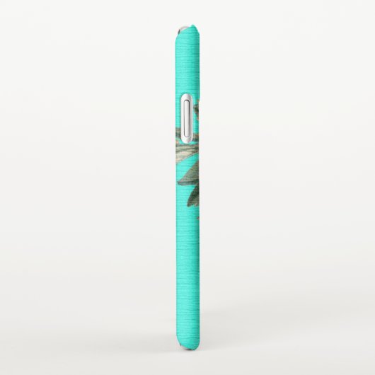 Moderne Rustieke Blauwgroen Aqua Zonnebloem iPhone iPhone Hoesje (Rechterkant)