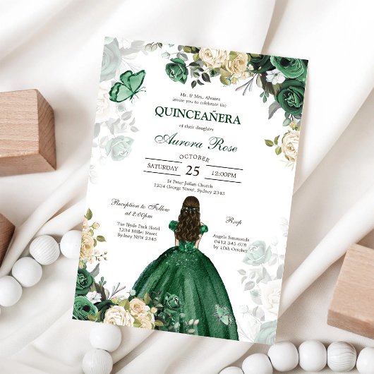Moderne Rustieke Bloem Quinceanera Uitnodiging