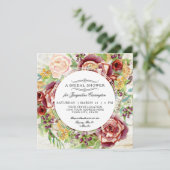 Moderne Rustieke Bloemen Herfst Rode Krans Vrijgez Kaart (Staand voorkant)