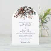 Moderne Rustieke Bloemen Pinecone Trouwboog Kaart (Staand voorkant)