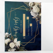 Moderne rustieke Bloemen Waterverf Bruiloft Drieluik Uitnodiging (Binnenzijde eerst)