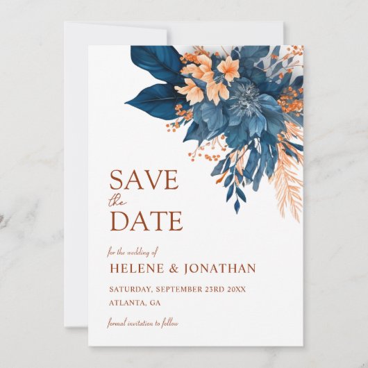 Moderne rustieke bloementuin Elegante bruiloft Save The Date (Voorkant)