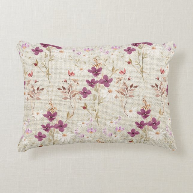 Moderne rustieke bloemige elegantie accent kussen (Voorkant)