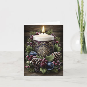 Moderne Rustieke Bloemkaars Lege Kerstkaart Feestdagen Kaart