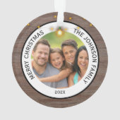 Moderne Rustieke Boerderij Familiefoto Kerstmis Ornament (achterkant)