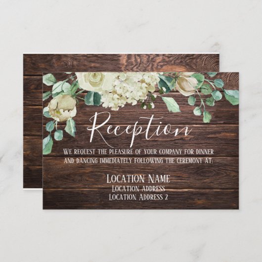 Moderne Rustieke Boerderij Houten Bloem Bruiloft Informatiekaartje (Voorkant / Achterkant)