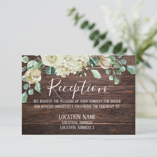 Moderne Rustieke Boerderij Houten Bloem Bruiloft Informatiekaartje (Staand voorkant)