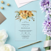 Moderne Rustieke Boho Bloemen Huwelijk Acryl Uitnodigingen (Insitu (Huwelijk))
