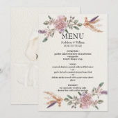 Moderne rustieke Boho Elegante bruiloft Menu (Voorkant / Achterkant)