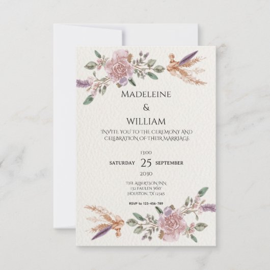 Moderne rustieke Boho Elegante bruiloft RSVP Kaartje (Voorkant)