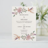 Moderne rustieke Boho Elegante bruiloft RSVP Kaartje (Staand voorkant)