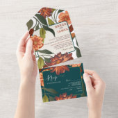 Moderne rustieke boho Floral Fall bruiloft Custom All In One Uitnodiging (Afscheurbaar)