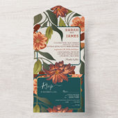 Moderne rustieke boho Floral Fall bruiloft Custom All In One Uitnodiging (Binnen)